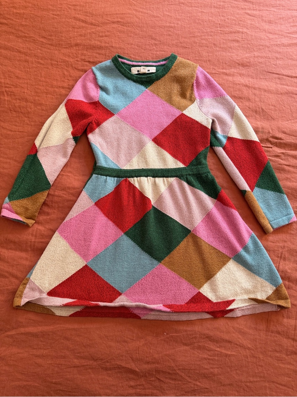 Mini Boden Girls Multi-Color Argyle Knit Dress
